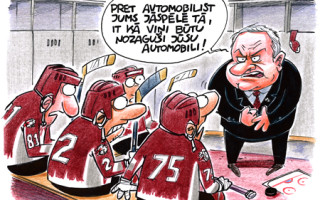 Foto: Karikatūra: "Dinamo" ģērbtuvē pirms spēles pret "Avtomobilist"