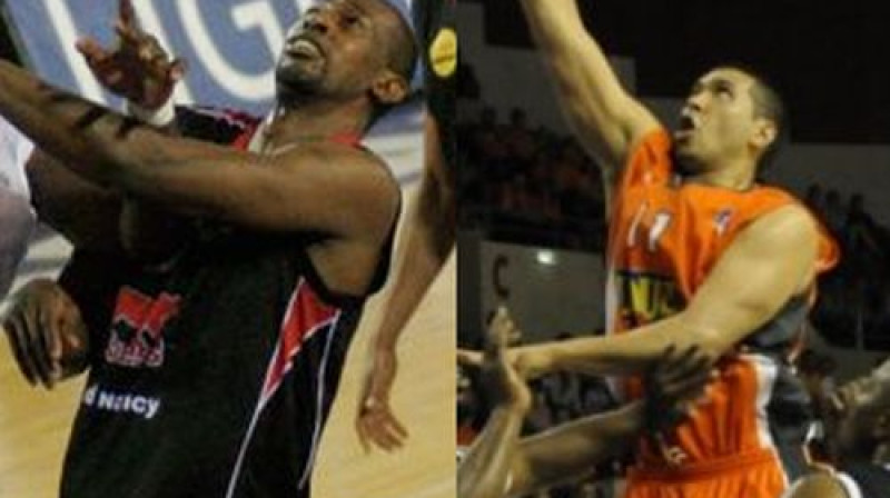 Akins Akingbala un Dž.P. Batista savu klubu sastāvos
Foto: sluc-basket.org, msb.fr