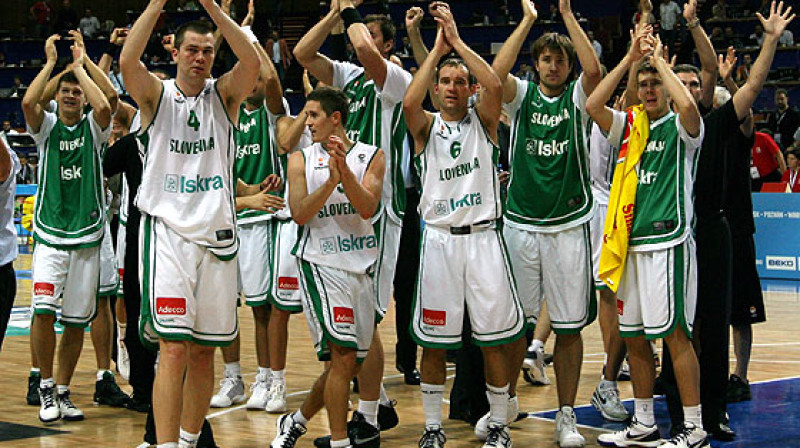 Pagājušajā Eiropas čempionātā Slovēnijas izlase finišēja augstajā ceturtajā vietā. Foto: FIBA-Europe.