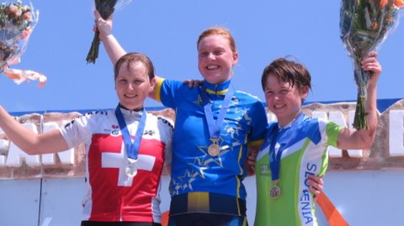 Labākās U-23 MTB sportistes uz goda pjedestāla
Foto:www.haifamtb2010.com