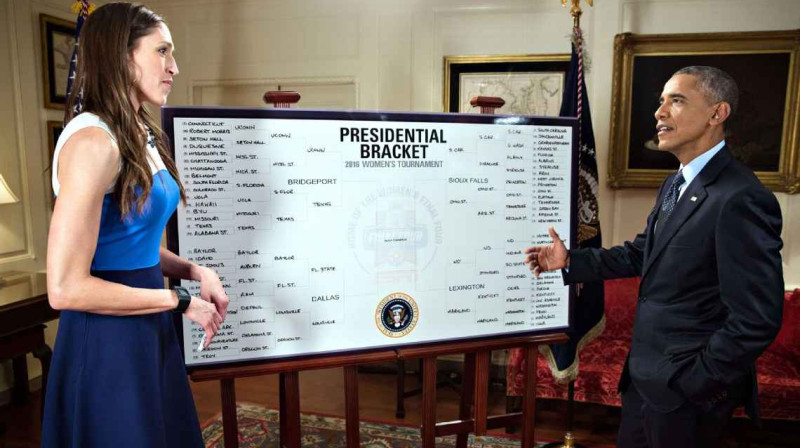 NCAA čempione Rebeka Lobo un ASV prezidents Baraks Obama
Foto: ESPN