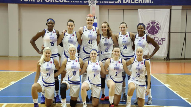 Elīna Babkina un Samsunas basketbolistes 5. oktobrī
Foto: Samsun