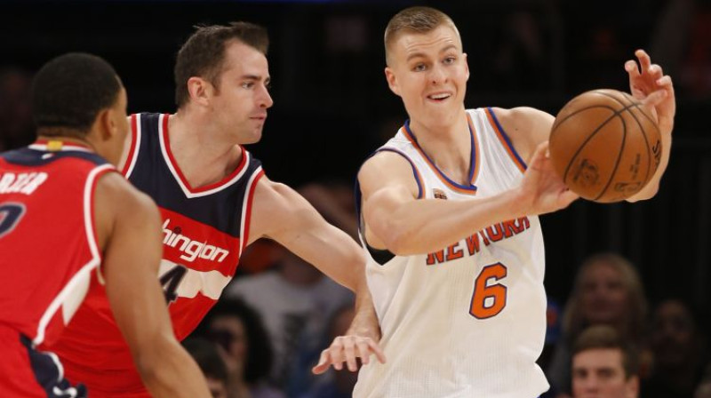 Kristaps Porziņģis pārbaudes spēlē pret "Wizards"
Foto: AP/Scanpix