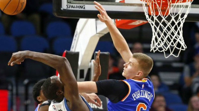 Kristaps Porziņģis bloķē "Timberwolves"
Foto: AP/Scanpix