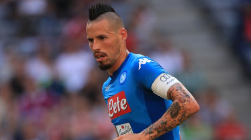 "Napoli" kapteinis Mareks Hamšīks guva savus 116.vārtus kluba rindās
Foto: Empics Sport/Scanpix