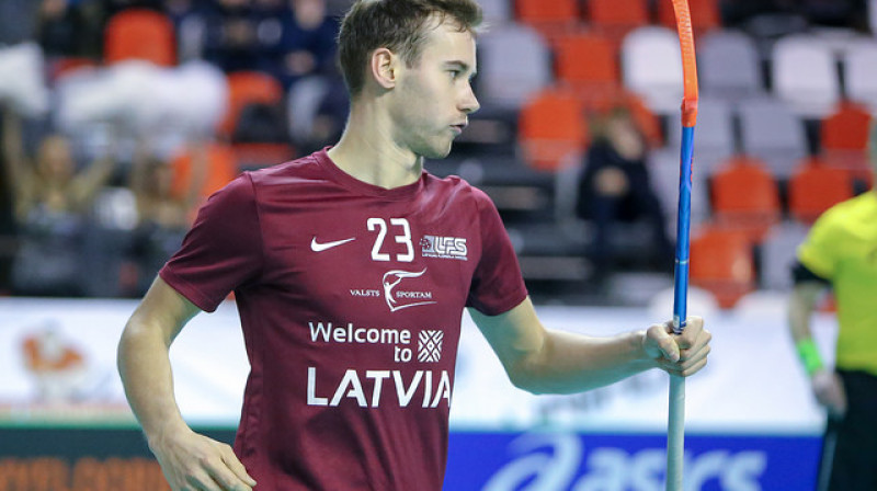 Spēlē pret Itāliju par labāko mūsu valstsvienībā atzina Andri Rajecki
Foto: IFF Floorball