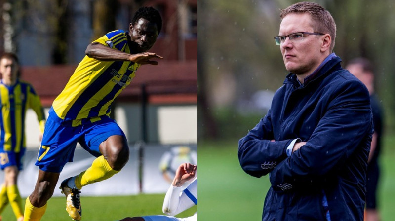 Akinjemi Adeleke un Valds Dambrausks
Foto: Futbola Virslīga