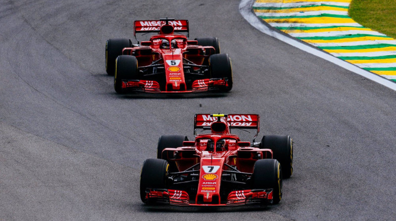 Kimi Raikonens un Sebastians Fetels Brazīlijā. Foto: Scuderia Ferrari