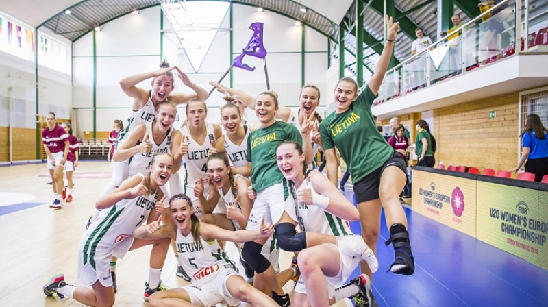 Lietuvas U20 jaunietes pēc uzvaras pār Vāciju. Foto: FIBA