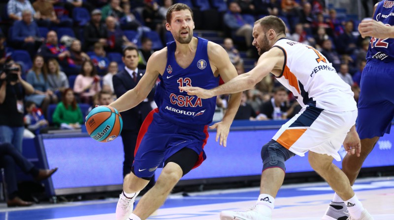 Jānis Strēlnieks CSKA rindās. Foto: VTB League