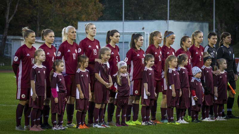 Latvijas sieviešu futbola izlase. Foto: Nora Krevneva-Baibakova/LFF