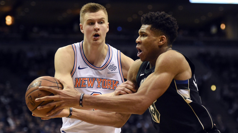 Kristaps Porziņģis un Jannis Adetokunbo. Foto: USA TODAY Sports.