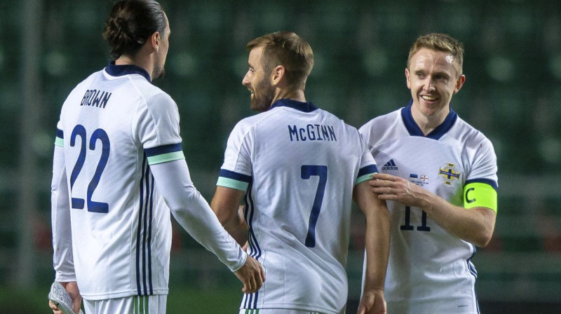 Ziemeļīrijas izlases futbolisti. Foto: Raul Mee/AP/Scanpix