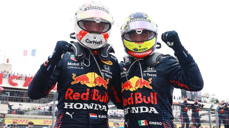 Makss Verstapens un Serhio Peress. Foto: Red Bull Racing