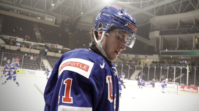 ASV U20 hokeja izlases uzbrucējs Metjū Samoskevičs. Foto: USA Hockey