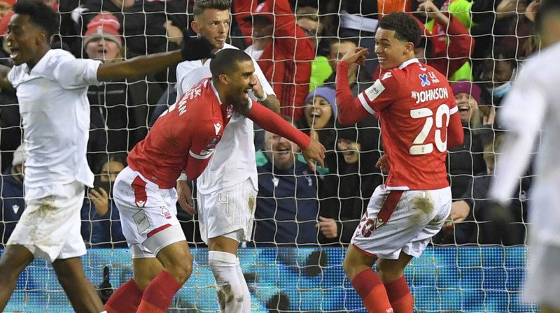 Notingemas "Forest" svin vārtu guvumu pret Londonas "Arsenal". Foto: Daniel Leal/AFP/Scanpix