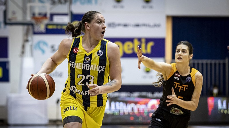 Aļina Jagupova un Ieva Pulvere. Foto: EuroLeague Women