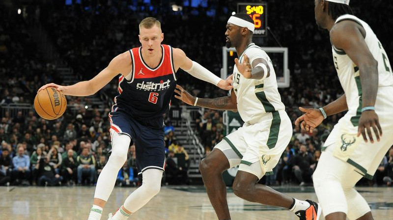 Kristaps Porziņģis un Bobijs Portiss. Foto: USA Sports Today/Scanpix