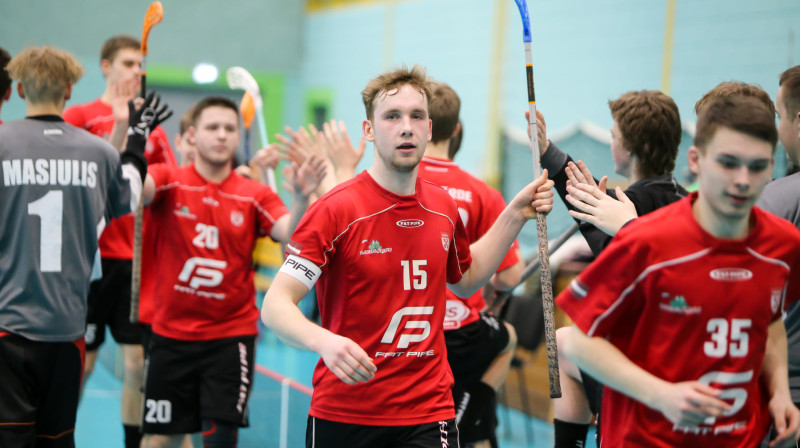 Didzis Nemme (#15), "Lielvārde/Fat Pipe". Foto: Ritvars Raits, floorball.lv