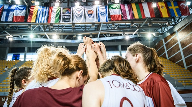 Latvijas U18 meitenes 2022. gada 14. augustā. Foto: FIBA