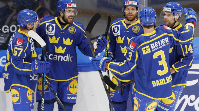 Zviedrijas hokejisti. Foto: EPA/Scanpix