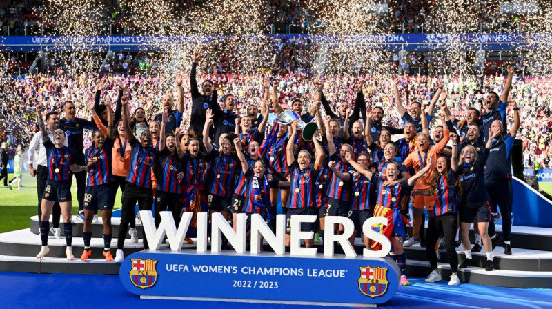 2023. gada UEFA Čempionu līgas sievietēm uzvarētāja "Barcelona". Foto: UEFA
