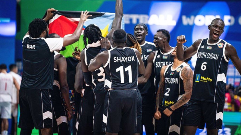 Dienvidsudānas valstsvienības basketbolisti. Foto: FIBA