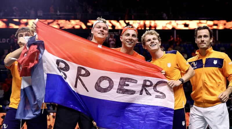 Nīderlandes vīriešu tenisa izlase pirmoreiz iekļūst Deivisa kausa finālā. Foto: Davis Cup