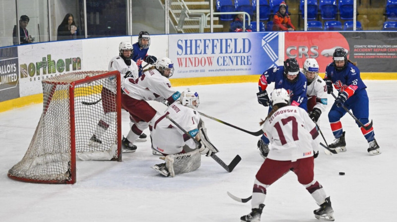 Mirklis no Lielbritānijas un Latvijas valstsvienību spēles. Foto: Team GB Ice Hockey