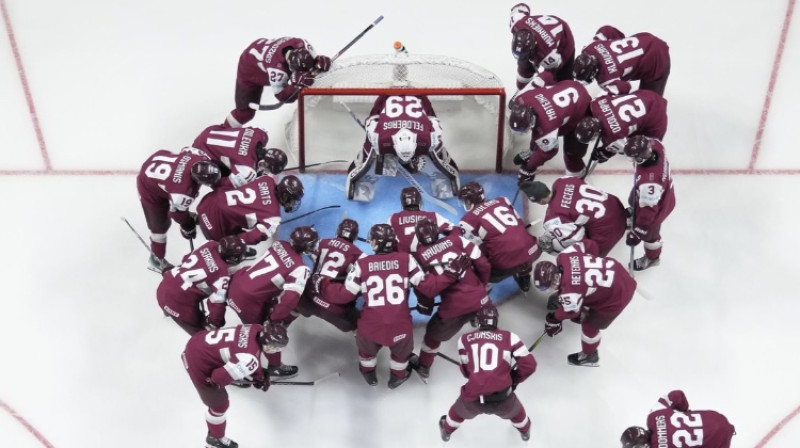 Latvijas U20 hokeja izlase. Foto: IIHF