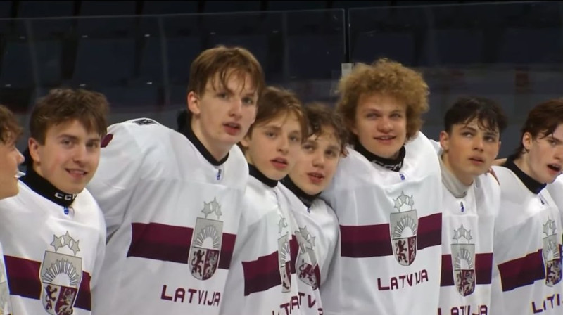 Latvijas U-18 izlases hokejisti Foto: Erkānuzņēmums