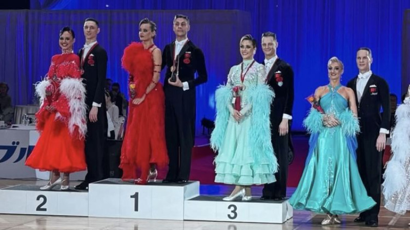 Vadims Šurins un Anastasija Meškova (otrā vieta). Publicitātes foto