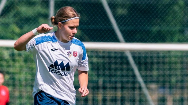 Trīs vārtu autore Samanta Zālīte. Foto: Sieviešu futbols