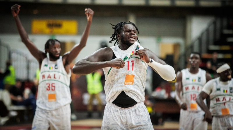 Mali valstsvienības basketbolisti Āfrikas meistarsacīkšu pusfinālā. Foto: FIBA
