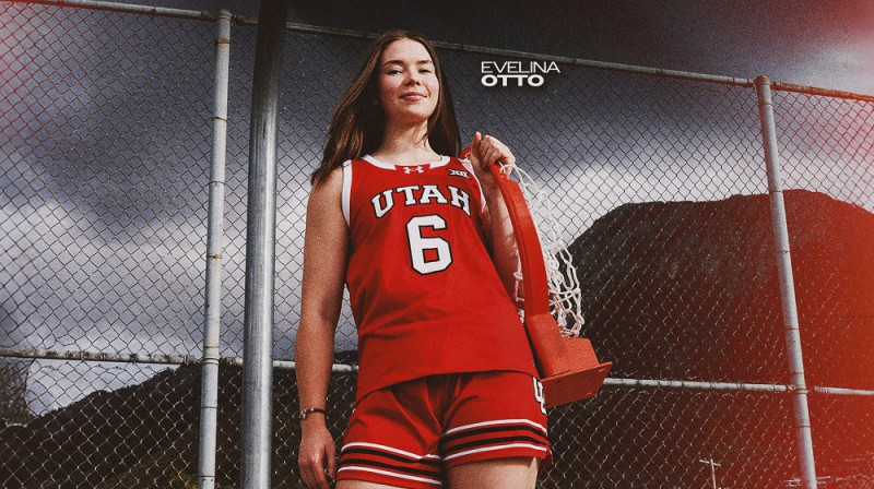 Evelīna Otto pārbaudes spēles reklāmā. Foto: Utah WBB
