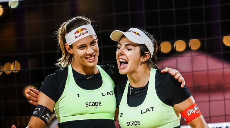 Tīna Graudiņa un Anastasija Samoilova. Foto: Beach Volleyball World