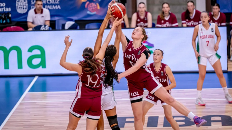 Marta Ploriņa, Ieva Vēvere, Mila Luzgina La Palmas salā. Foto: FIBA