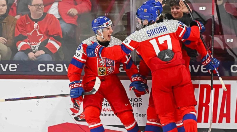 Čehijas U20 izlases hokejisti Foto: IIHF
