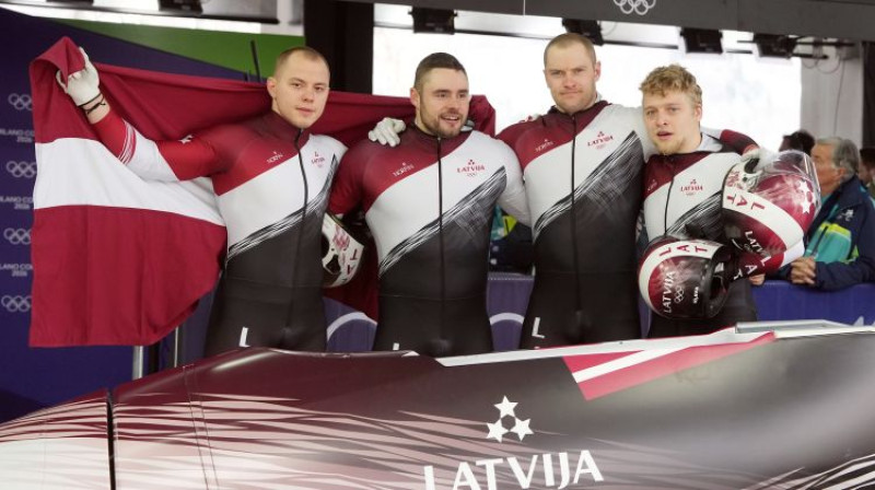 Jēkabs Kalenda, Lauris Kaufmanis, Matīss Miknis un Mairis Kļava. Foto: Edijs Pālens/LETA/LOK