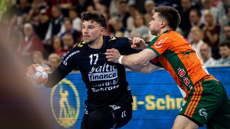 Renārs Uščins aizsardzībā. Foto: Mario M. Koberg/Scanpix