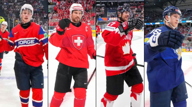 Tīnuss Koblars, Romāns Josi, Sidnijs Krosbijs, Antons Lundels. Foto: IIHF