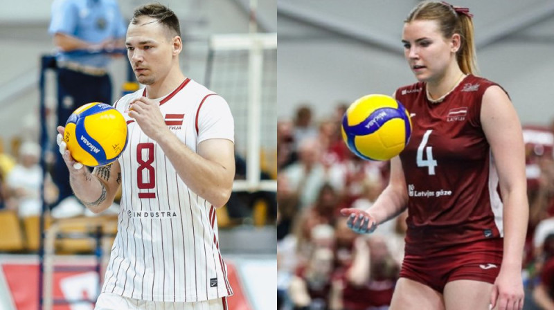Latvijas izlašu līderi Kristaps Šmits un Marta  Kamēlija Levinska. Foto: LVF
