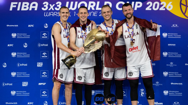 Nauris Miezis, Kārlis Lasmanis, Francis Lācis un Zigmārs Raimo. Foto: FIBA 3x3