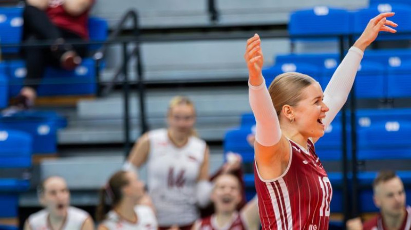 Latvijas libero spēlētāja Kristīne Kramēna. Foto: CEV
