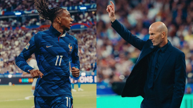 Maikls Olisē un Zinedins Zidāns. Foto: Équipe de France de Football