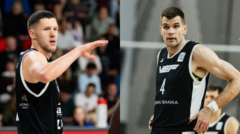 Verners Kohs un Ojārs Siliņš. Foto: Valmiera Glass VIA Basketbols un VEF Rīga/Mārtiņš Goldbergs