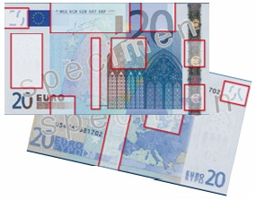 Eiro banknošu pretviltošanas pazīmes