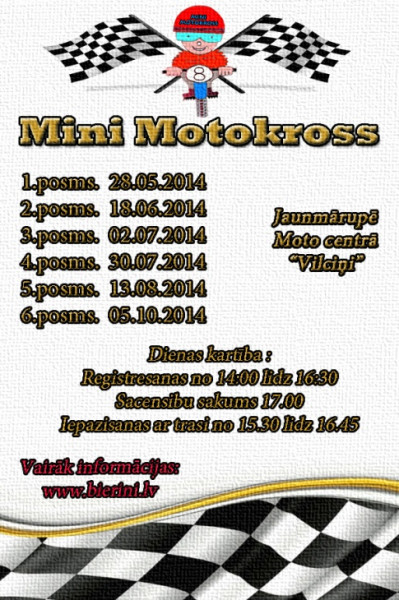 Arī šogad norisināsies "Mini Motokrosa" sacensības