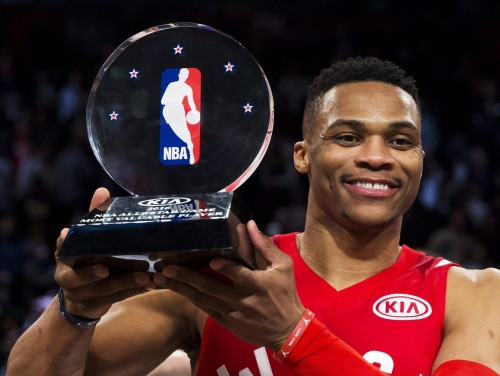 NBA Zvaigžņu spēle: Vestbruks atkal MVP, Braients atvadās ar uzvaru