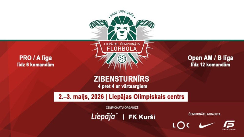 Sākusies pieteikšanās Liepājas 28. čempionātam florbolā